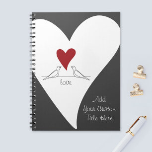 Red Heart White Doves In Love Rustic Modern Notebook