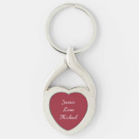 RED HEART/WHITE PRINT/PERSONALIZE THIS HEART KEYCH