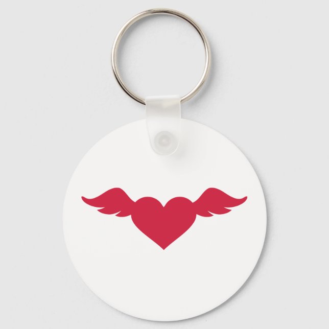Red heart wings key ring (Front)