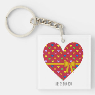 Red Heart With a Bow Acrylic Keychain