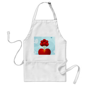 Red heart with balloons, apron