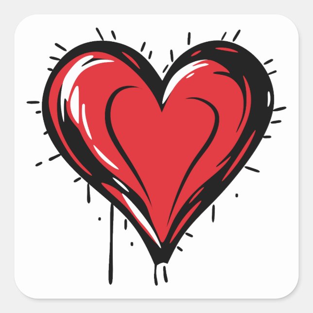 Red Heart with Bloody Square Sticker (Front)