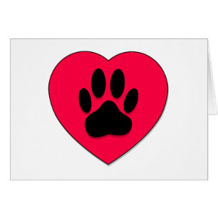 Red Heart With Dog Paw Print