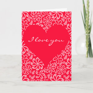Red heart with flowers Greeting Card