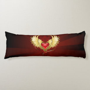 Red Heart with Golden Wings Body Cushion