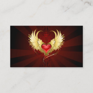 Red Heart with Golden Wings Calling Card