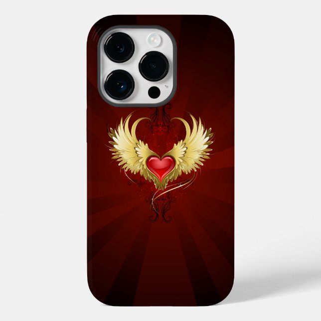 Red Heart with Golden Wings Case-Mate iPhone Case (Back)