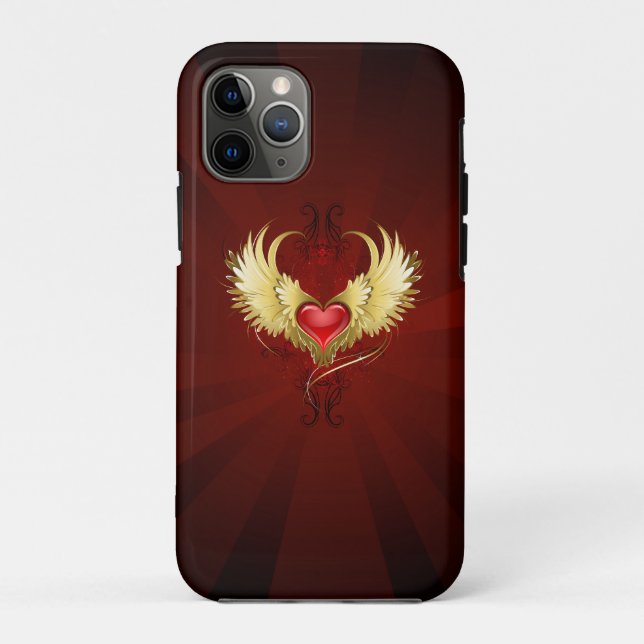 Red Heart with Golden Wings Case-Mate iPhone Case (Back)