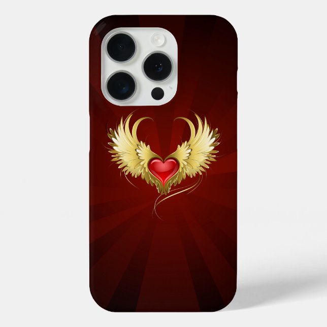 Red Heart with Golden Wings Case-Mate iPhone Case (Back)