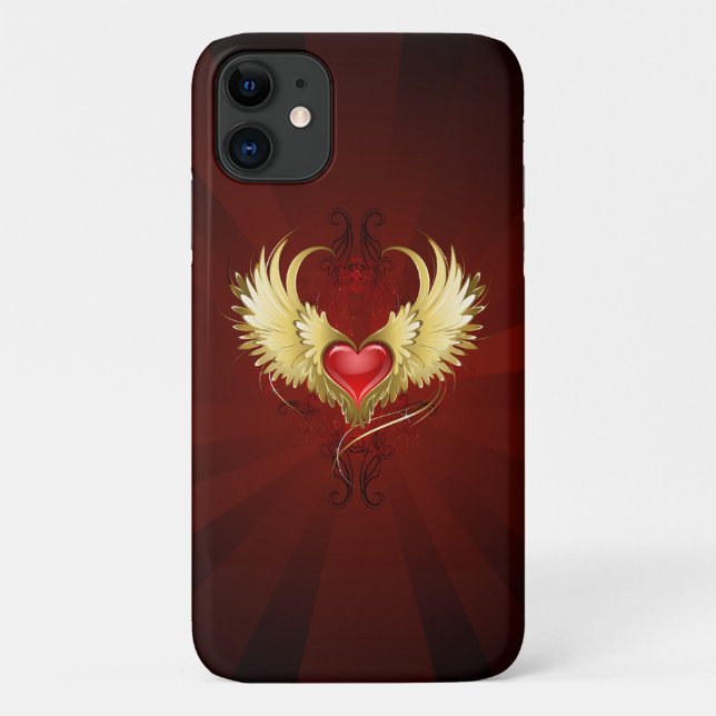 Red Heart with Golden Wings Case-Mate iPhone Case (Back)