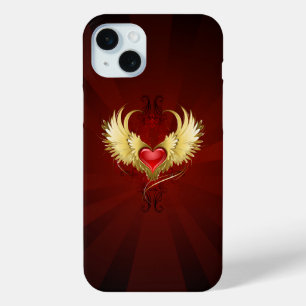 Red Heart with Golden Wings iPhone 15 Mini Case