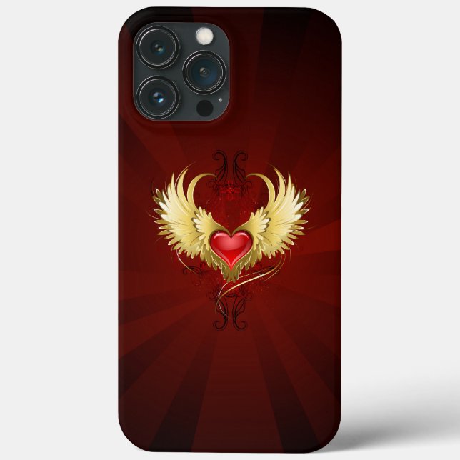 Red Heart with Golden Wings Case-Mate iPhone Case (Back)
