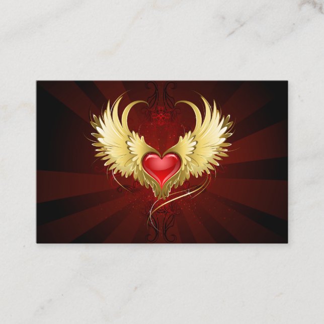 Red Heart with Golden Wings Discount Card (Front)