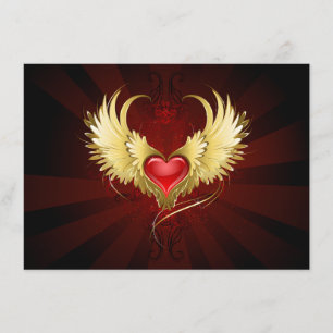Red Heart with Golden Wings Enclosure Card