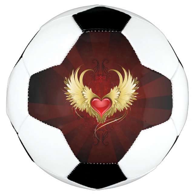 Red Heart with Golden Wings Football (Front)