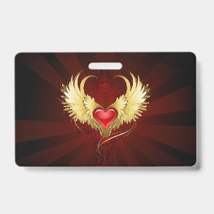 Red Heart with Golden Wings ID Badge