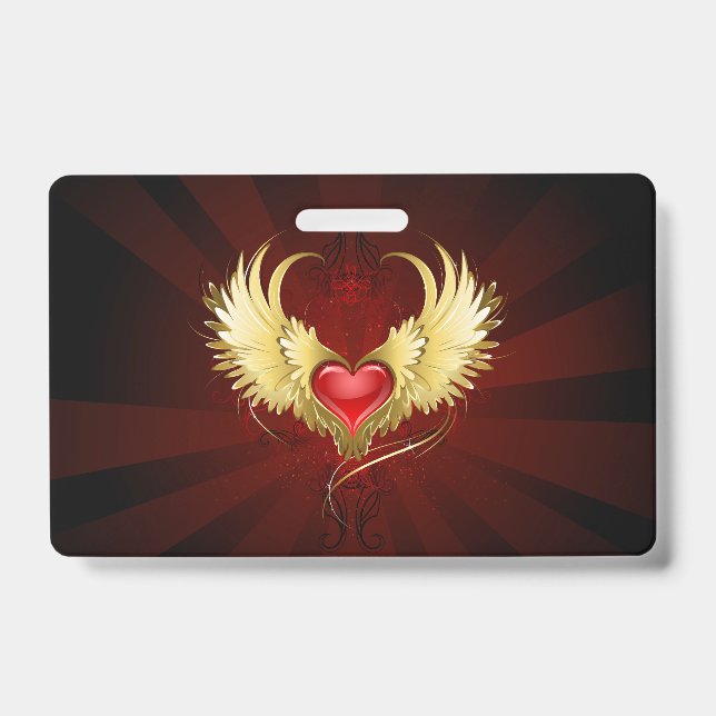 Red Heart with Golden Wings ID Badge (Front)
