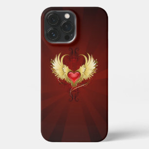 Red Heart with Golden Wings iPhone 13 Pro Max Case