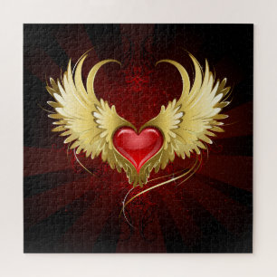 Red Heart with Golden Wings Jigsaw Puzzle