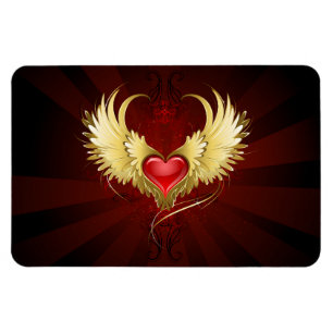 Red Heart with Golden Wings Magnet