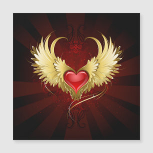 Red Heart with Golden Wings Magnetic Invitation
