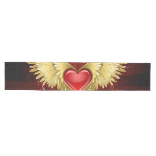 Red Heart with Golden Wings Medium Table Runner