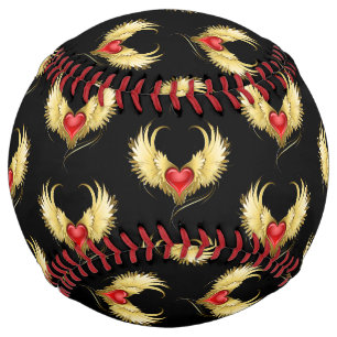 Red Heart with Golden Wings Softball