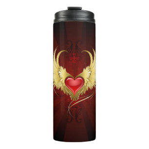 Red Heart with Golden Wings Thermal Tumbler
