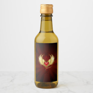 Red Heart with Golden Wings Wine Label