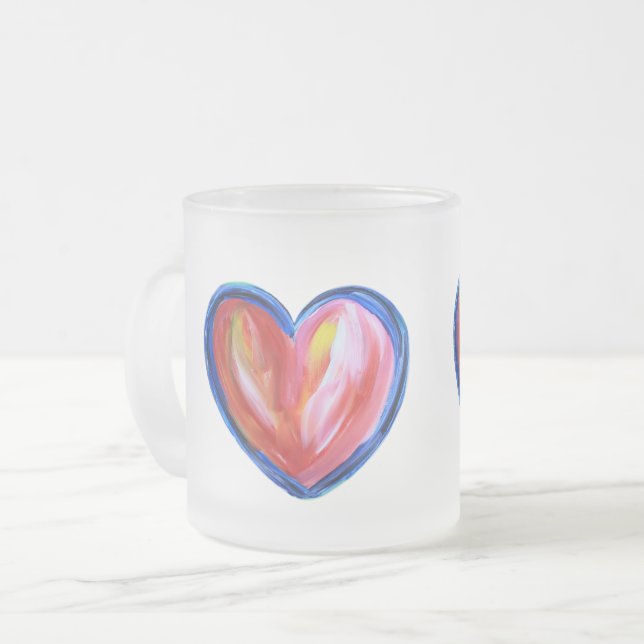 Red Heart with Hope Art Custom Coffee Cups (Front Left)