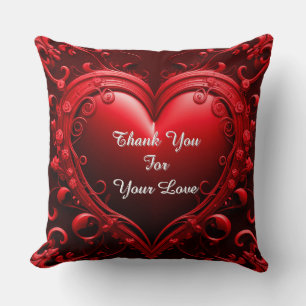 Red Heart With Ornate Floral Frame Cushion