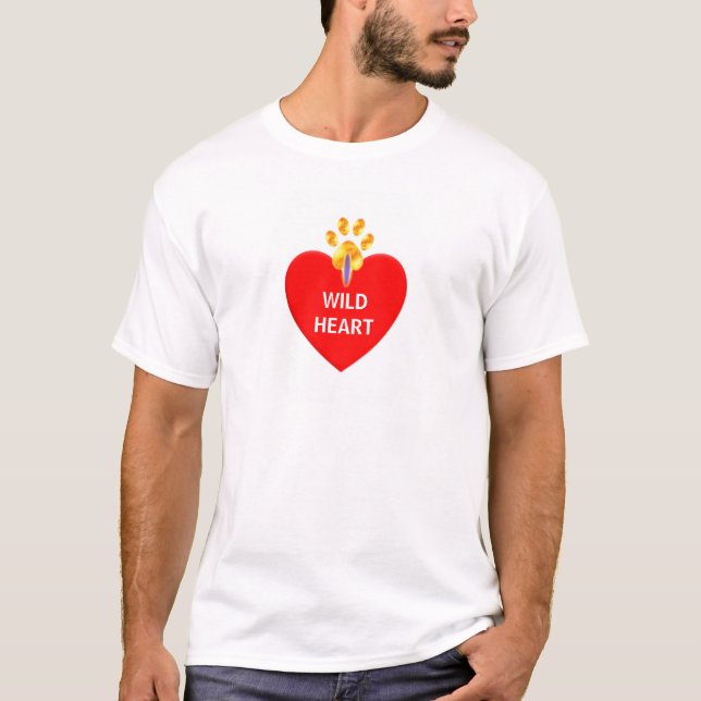 Red heart with paw and calligraphy T-Shirt (Front)