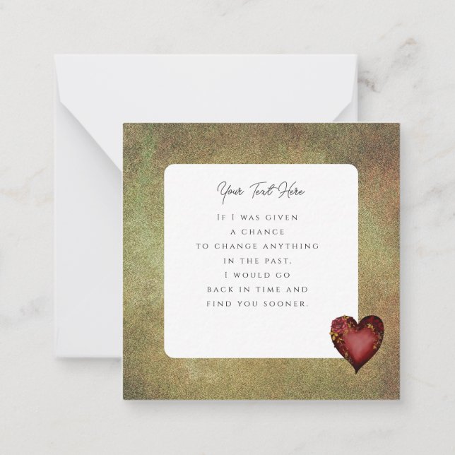 Red Heart With Roses Editable Card (Back)