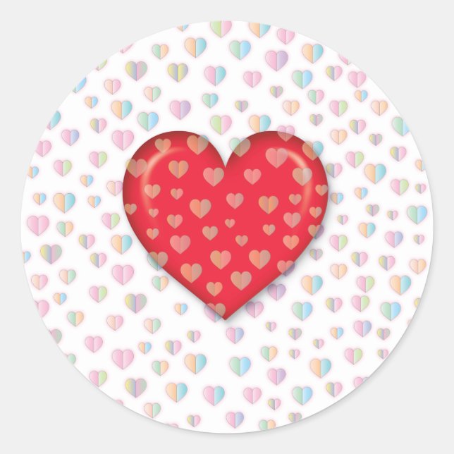 Red heart with speckels pattern classic round stic classic round sticker (Front)
