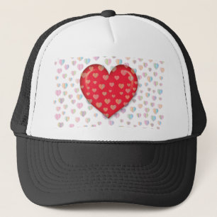 red heart with speckels pattern trucker hat