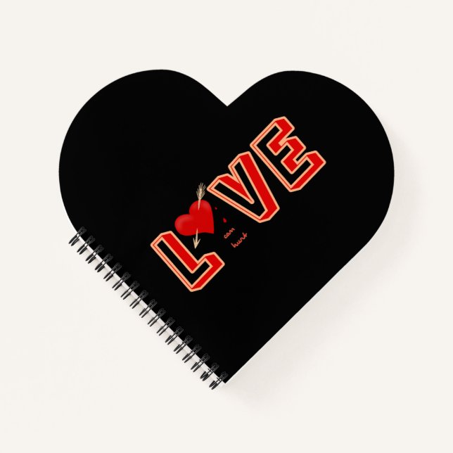 Red heart with text Love Notebook (Front)