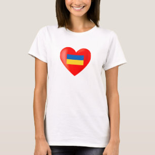 Red Heart with Ukraine Flag Colours T-Shirt