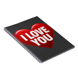 Red Heart with White "I LOVE YOU" Typography Coast Notebook