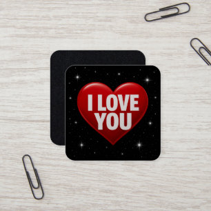 Red Heart with White "I LOVE YOU" Typography Coast Square Business Card