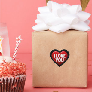 Red Heart with White "I LOVE YOU" Typography Coast Sticker