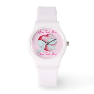 red heart with white rribon bow romantic watch