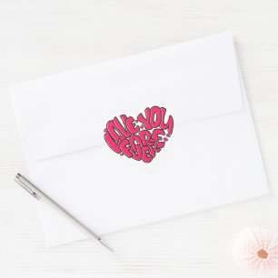 Red Heart with word Love You Forever Valentine's  Sticker