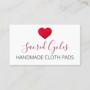 Red Heart Women's Sanitary Cloth Pads Handmade Business Card