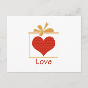 Red Heart Wrapped in Gift Box Postcard