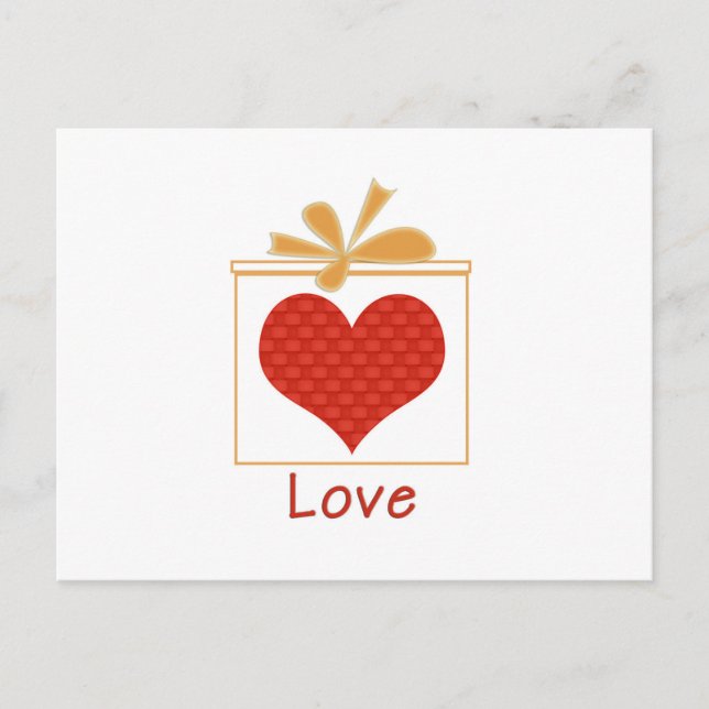 Red Heart Wrapped in Gift Box Postcard (Front)