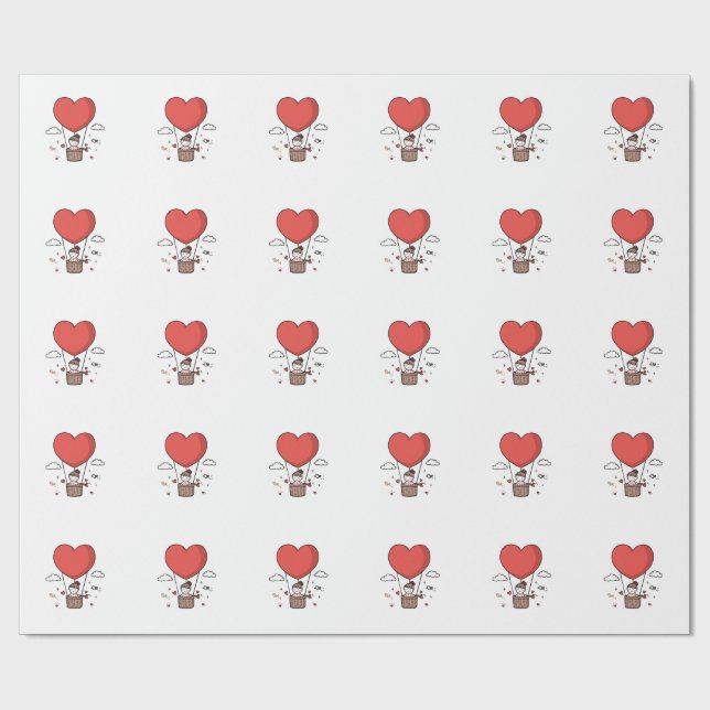 Red Heart Wrapping Paper – Romantic Valentine’s Gi (Flat)