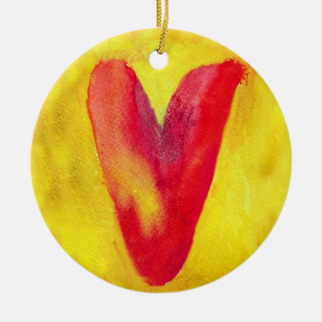 Red heart Yellow background  Ornament (Front)