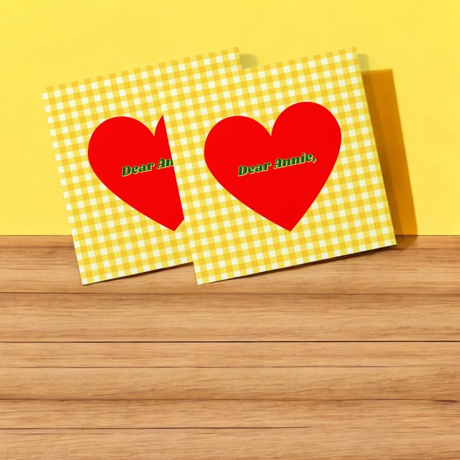 Red Heart Yellow Gingham Pattern Valentine's Day Envelope (Red Heart Yellow Gingham Pattern Valentine's Day Envelope)