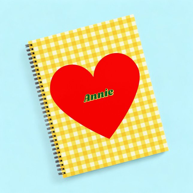 Red Heart Yellow Gingham Valentine's Day Notebook (Creator Uploaded)