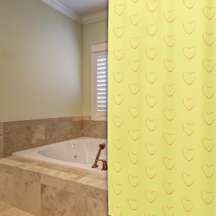 Red heart yellow pattern Shower Curtain